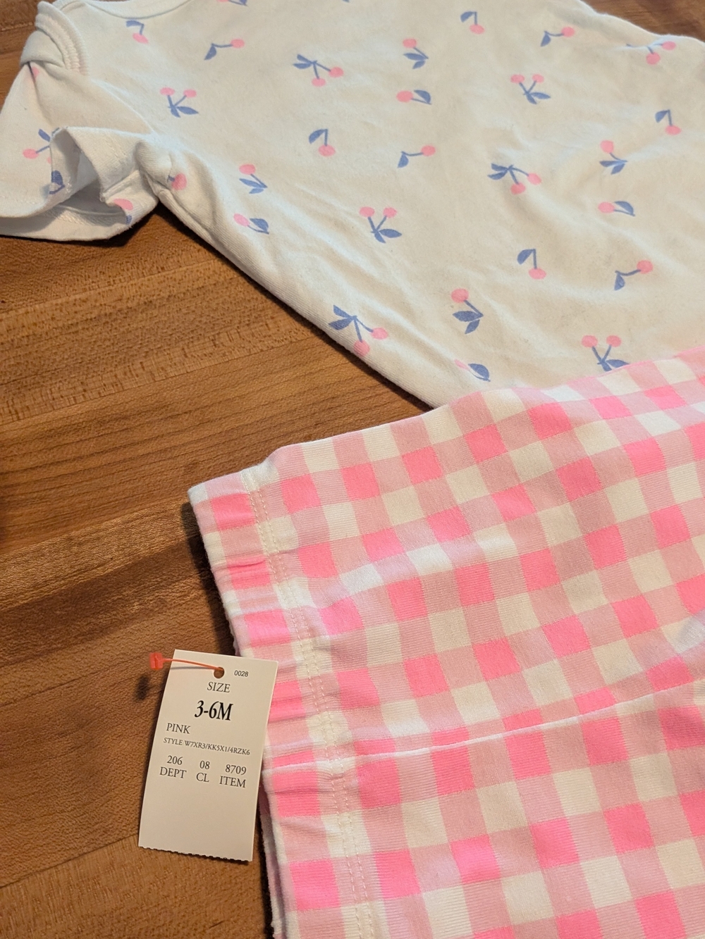 Cat & Jack Pink and White Gingham Legging Set with Floral Bodysuit - Picture 3 of 5